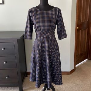 Dark blue fit and flare dress